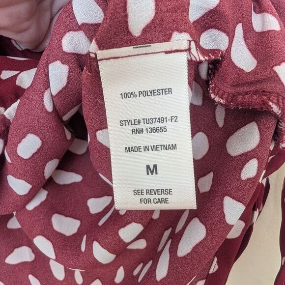 Beacon Allan Surplice Tie Sleeve High Burgundy Blouse Size Medium - Picture 5 of 7